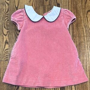 Pink Velvet Dress with White Collar